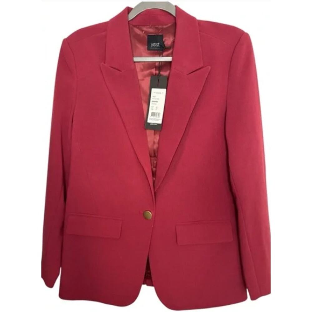 NWT YEST The Netherlands Blazer Dark Red Size 6 Gold Buttons Front Pockets